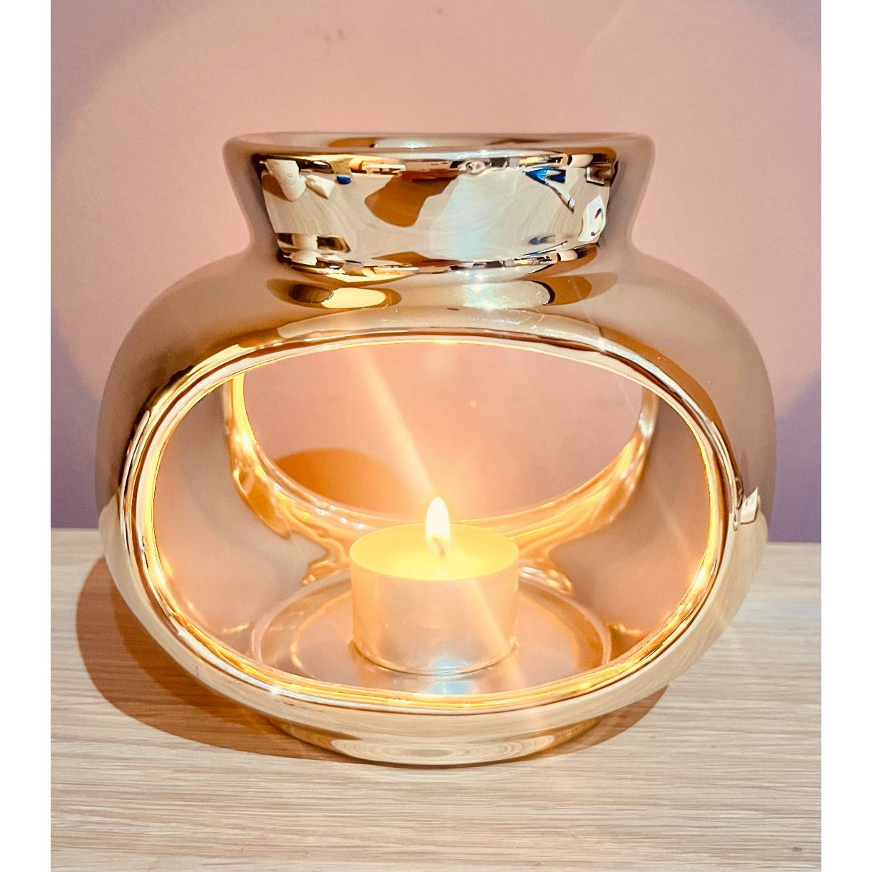 Oval Double Champagne Tea Light Wax Burner